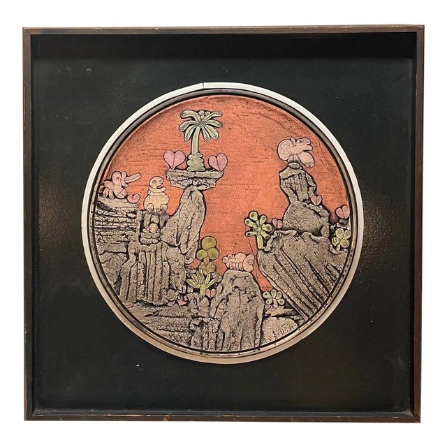 1975 Jack Sures 'Rain Off the Mountain' Earthenware Clay Plaque - Canada Master For Sale