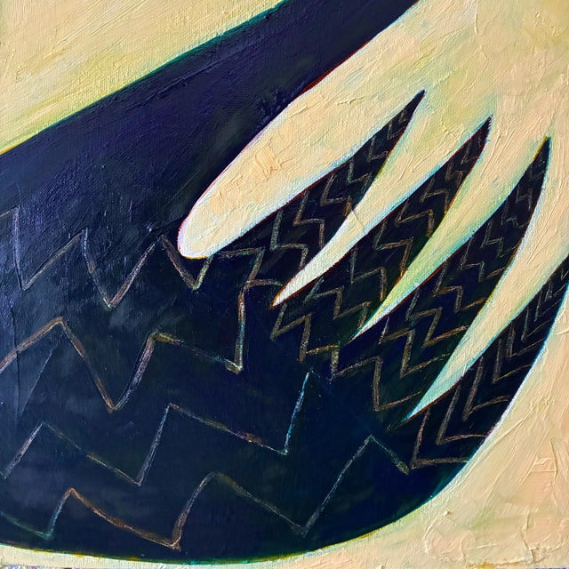 Original Black Swan Painting in Brushed Gold Frame, Oil on Canvas, 21" H X 17" W by Tatiana Duperault For Sale - Image 4 of 5