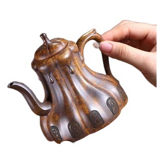 Hand-Carved Dunhuang Mogao Grottoes Guanyin Yixing Zisha Teapot – High Temp Fired Duanni Clay Handmade Chinese Teapot For Sale