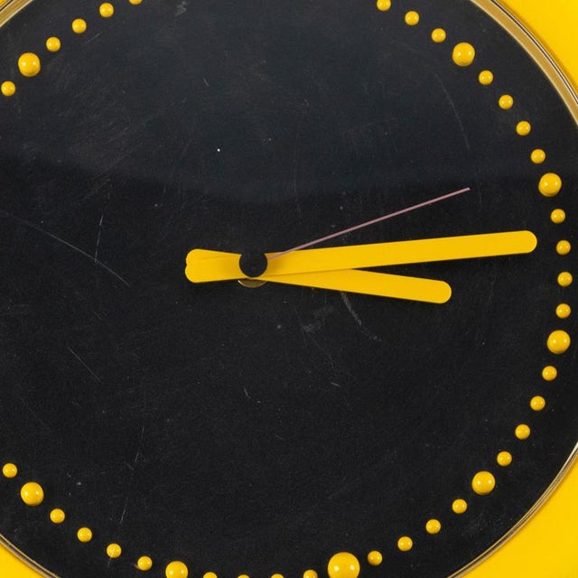 Vintage Yellow Wall Clock in Plastic, Italy, 1980s For Sale - Image 3 of 5