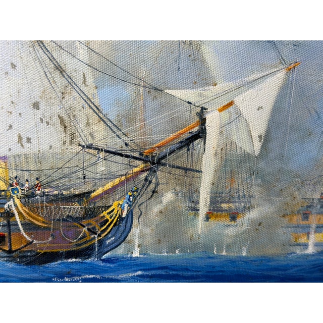 Large British Naval Battle Oil Painting by Graham Jowett-Ive, Mall Galleries 2005 For Sale - Image 13 of 18