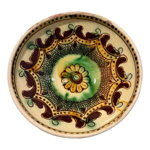 Vintage 5” Hand-Painted Kosiv Bowl - Traditional Hutsul Sgraffito Folk Art