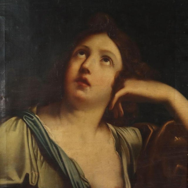 School of Guido Reni, Painting of the Face of a Saint in Ecstasy, Oil on Canvas For Sale - Image 3 of 10