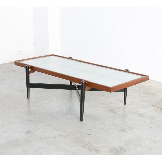 Vintage Teak Coffee Table with Frosted Glass Top For Sale - Image 6 of 18