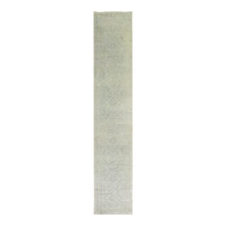 Antique Zabihi Collection Narrow Pale Blue Gold Persian Tabriz Runner - 2'4" x 13'9" For Sale