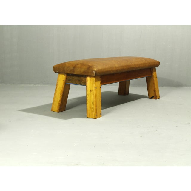 Mid-Century Modern Leather Gym Bench, 1950s For Sale - Image 3 of 8