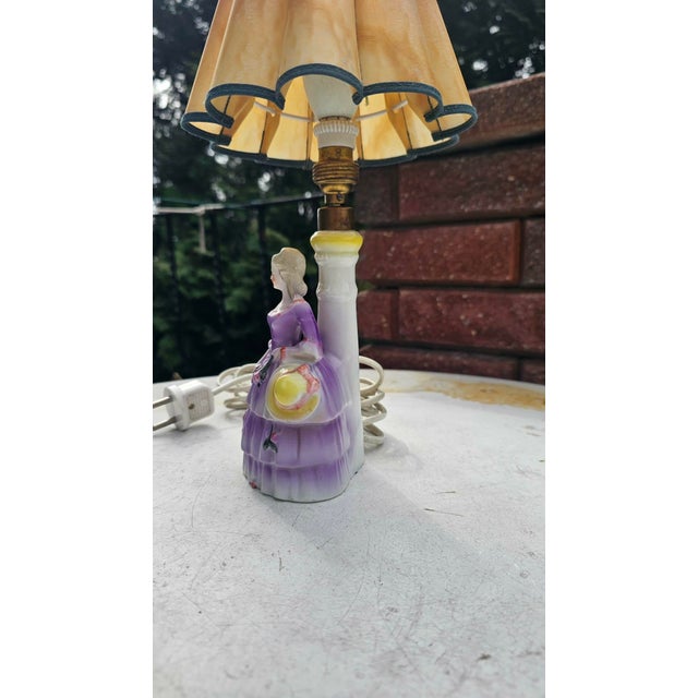 Art Deco Porcelain Lady with Flowers Lamp, 1920s For Sale - Image 6 of 12