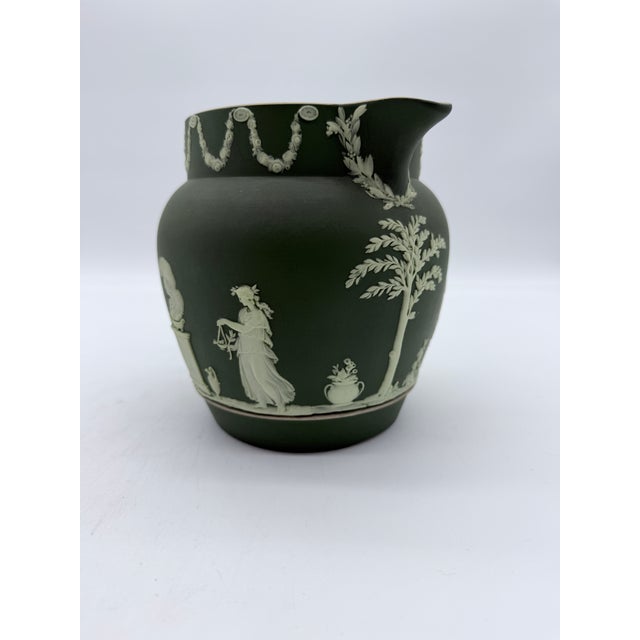 Antique Olive Green Wedgwood Jasperware Pitcher England, Circa 1891–1908 For Sale - Image 6 of 18