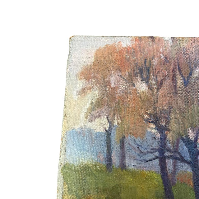 1970s Signed Landscape Painting on Canvas, Autumn Trees. For Sale - Image 4 of 10
