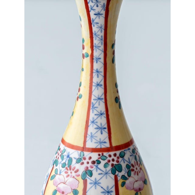White Chinoiserie Yellow Porcelain Lamp, Europe, 1900s For Sale - Image 8 of 15