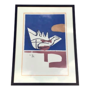 Framed Lithograph "Open Hand" by Le Corbusier Circa 1955, Signed and Dated