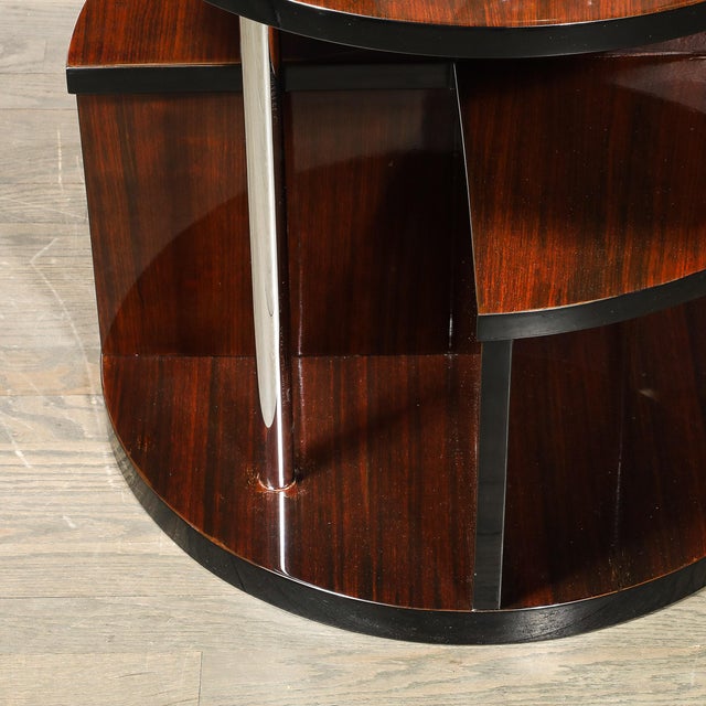 Art Deco Art Deco Machine Age 3-Tier Walnut Occasional Table With Chrome Rod Supports For Sale - Image 3 of 15