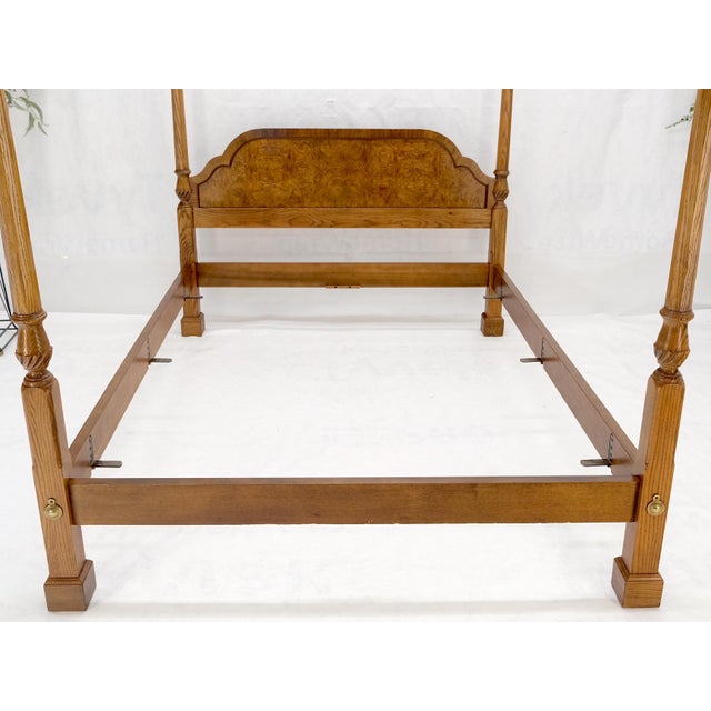 Baker Queen Size Burl Wood Headboard Poster Bed w/ Finials MINT For Sale - Image 11 of 16