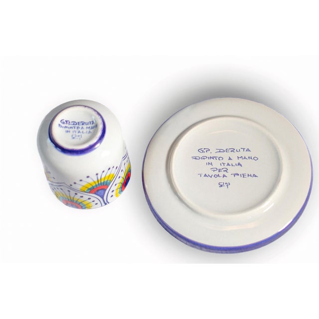 Italian Intreccio Espresso Cup & Saucer Set | Hand-Painted Italian Espresso Set From Deruta For Sale - Image 3 of 3