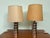 Pair of "Space Age" style lamps with a chromed steel frame and a canvas lampshade. Dating back to the 1970s. The...