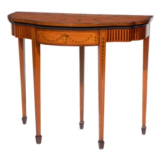 English Fold Over Console / Games Table With Inlay, 19th Century, Attributed to Edwards & Roberts For Sale