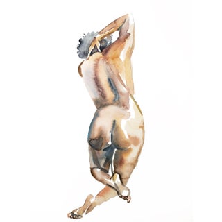 "Mend No. 6" Contemporary Original Nude Figure Watercolor Painting by Elizabeth Becker For Sale