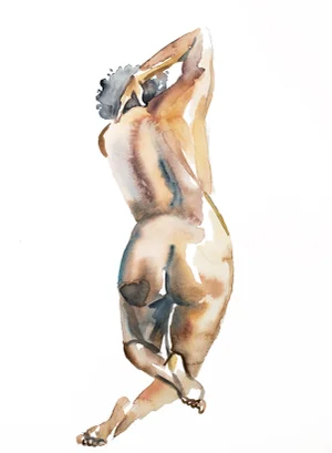 "Mend No. 6" Contemporary Original Nude Figure Watercolor Painting by Elizabeth Becker