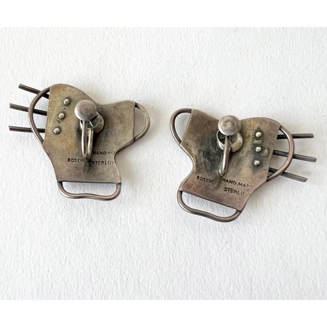 1950s 1950s Carolyn Gleick Rosene Sterling Silver Handmade Amoeba Freeform Earrings For Sale - Image 5 of 6