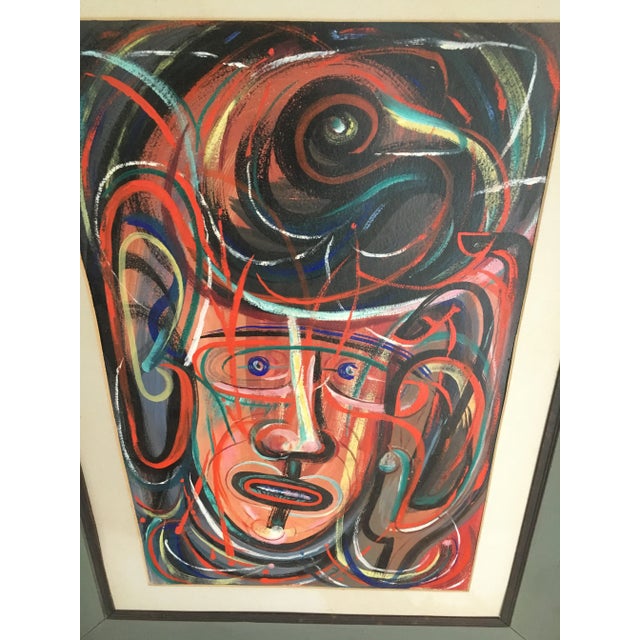 Figurative Vintage Mid-Century Abstract Expressionism Original "Face Gamble" Oil Painting For Sale - Image 3 of 8