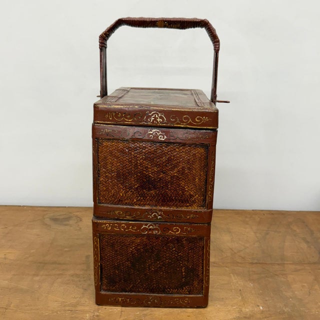 Courtyard Tales Red Double Tiered Wedding Basket with Lock For Sale In New York - Image 6 of 14