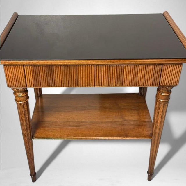 Mid-Century Modern Pair of Italian Wooden Nightstands With Black Glass Tops For Sale - Image 14 of 18
