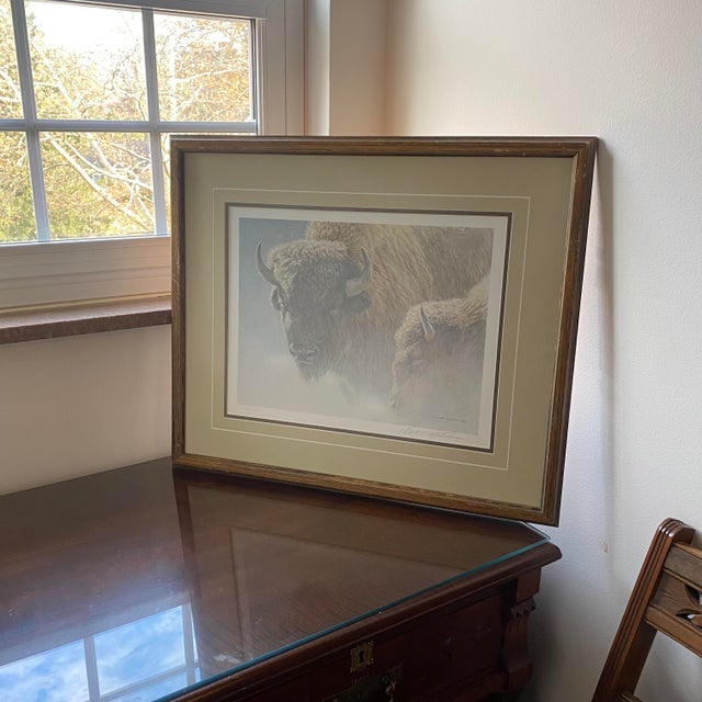 Late 20th Century Robert Bateman "Wood Bison" Lithograph Framed, Signed For Sale - Image 10 of 11