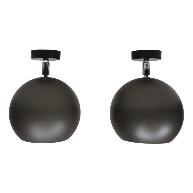 Space Age Ceiling or Wall Lights in Plastic and Painted Aluminum, from Erco, 1970s, Set of 2 For Sale