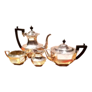 1910s Queen Anne Style Ryrie-Birks Antique Silver Plated Coffee and Tea Set- 4 Pieces