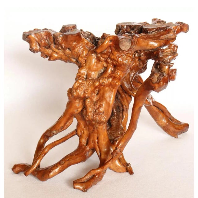 Weathered and lacquered antique root stand embracing the Japanese philosophy of Wabi-sabi, the balance of beauty and...