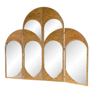Rattan Arched Mirror Room Divider, 1970