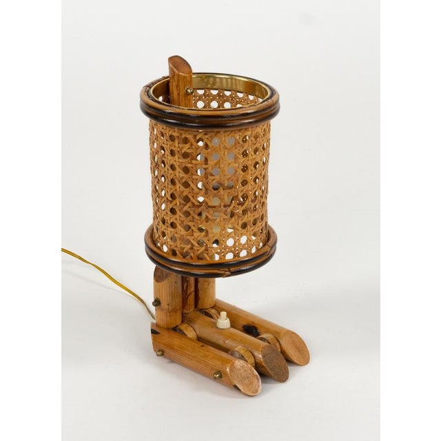 Mid-Century Modern Bamboo and Rattan Table Lamp, 1970s For Sale - Image 9 of 16