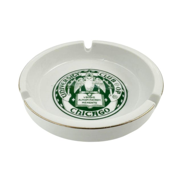 White Vintage University Club Chicago Ceramic Ashtray For Sale - Image 8 of 9