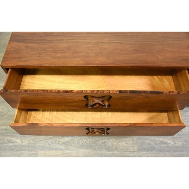 Brown Refinished Walnut Low Tv Console Credenza For Sale - Image 8 of 10