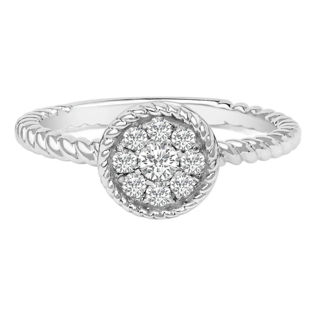 Sterling Silver 1/4 Cttw Diamond Floral Round Braided Ring - Size 7 For Sale