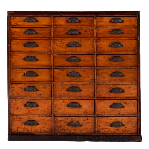 Vintage English Haberdashery Drawers For Sale
