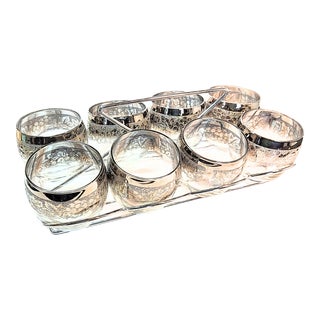 Grapery Silver Fade Roly Polies and Carrier- Set of Seven For Sale