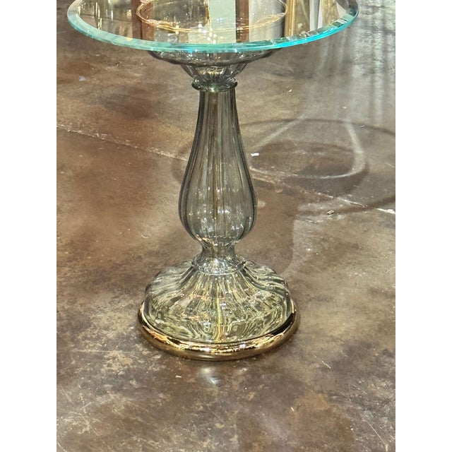 Pair of Murano Glass Fontana Green Side Tables For Sale - Image 14 of 17