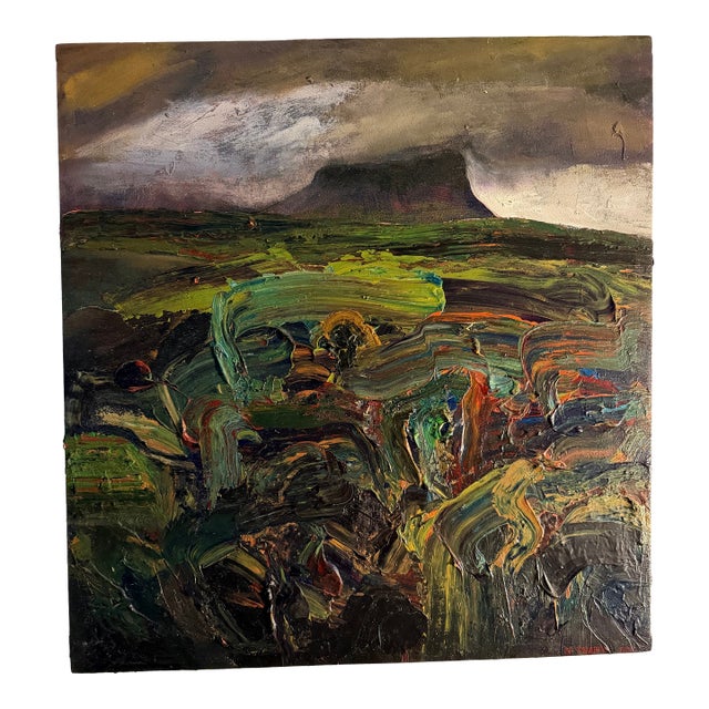 Original Vibrant Abstract Landscape Painting "Mounds, Ireland" by N Thabit For Sale