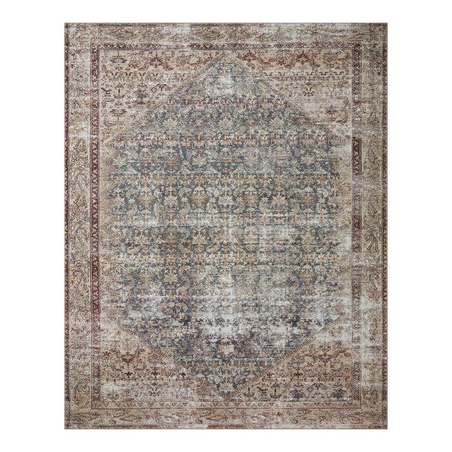 Amber Lewis x Loloi Georgie Teal / Antique 3'-9" x 5'-6" Accent Rug For Sale