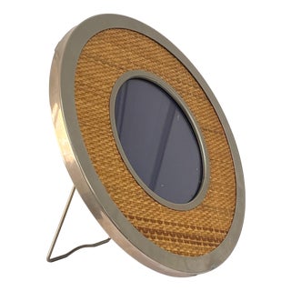 Large Circular Countertop Mirror in Rush and Chrome by Tommaso Barbi, 1970s For Sale