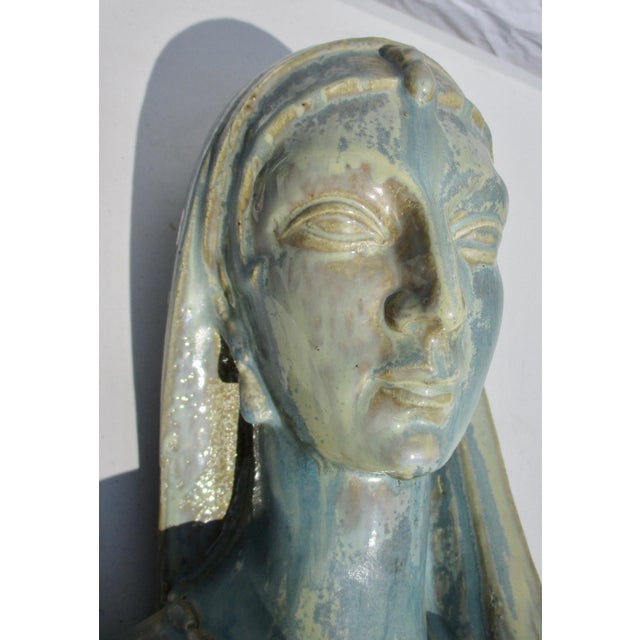 1940s Vintage F Steinberger Glazed Terra Cotta Female Sculpture For Sale - Image 9 of 10