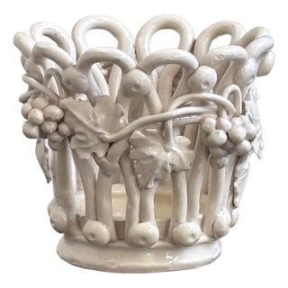 Mid-20th Century Italian Ceramic Openwork Cachepot For Sale