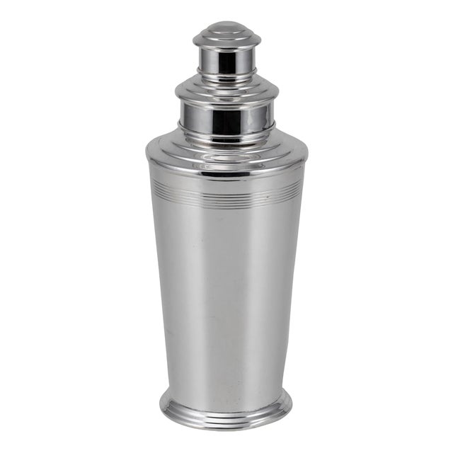 Mid 20th Century Art Deco English Silver Plated Cocktail Shaker, 1950s For Sale