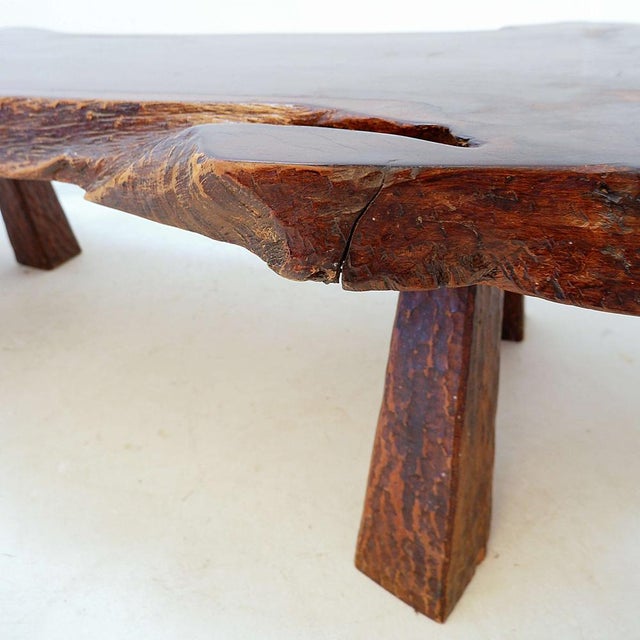 Large Mid-Century Brutalist Live Edge Coffee Table, 1950s For Sale - Image 10 of 16