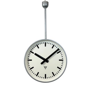 Huge Industrial Double Sided Railway Clock from Pragotron, 1960s For Sale
