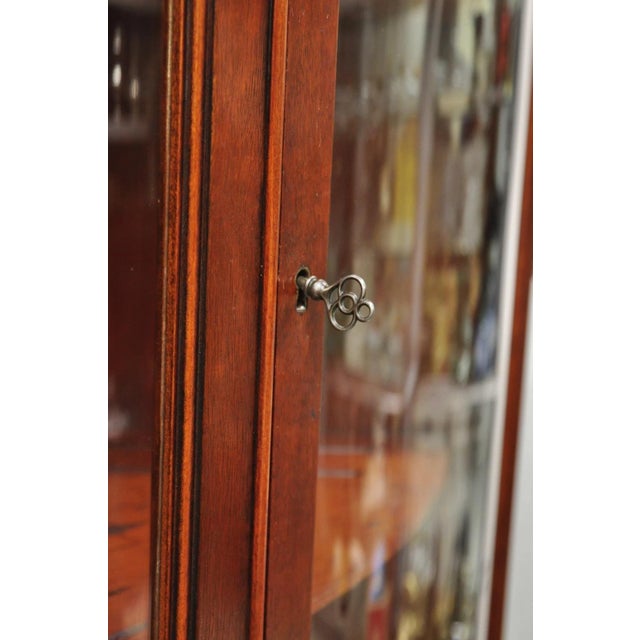 Wood Vintage Morganton Duncan Phyfe Mahogany Bow Front Corner China Cabinet Curio For Sale - Image 7 of 17