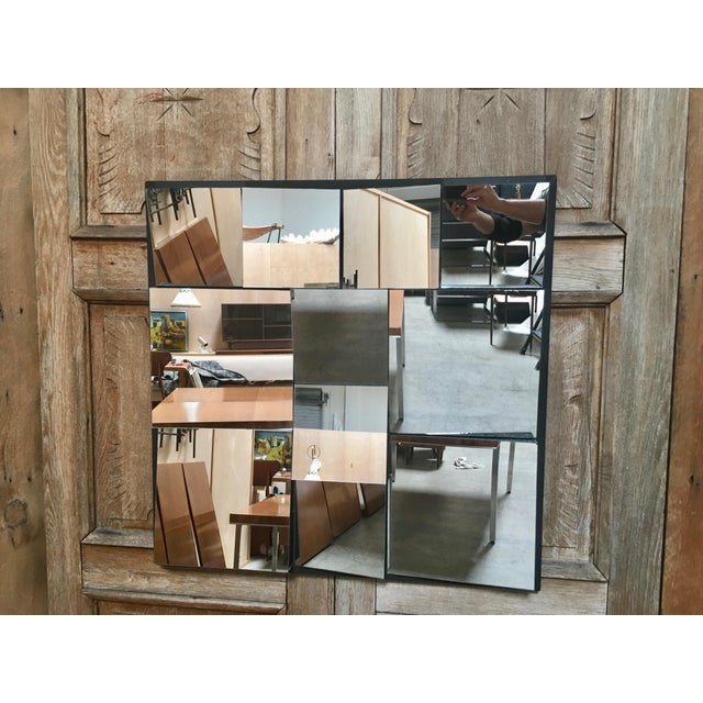 Square Vintage 1970s slopes mirror attributed to Neal Small. All original. This mirror can be hung in either direction.