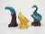 Group of 3 small Chinese export porcelain birds, parrot and duck in turquoise and yellow glaze. Slightly different poses...