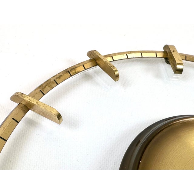 Vintage Glass & Brass Wall Clock from Diehl, 1950s For Sale - Image 6 of 9